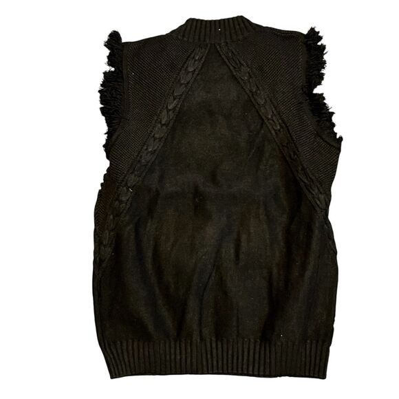 fringed pullover mock neck sleeveless sweater  Black Unbranded size large - Picture 6 of 9